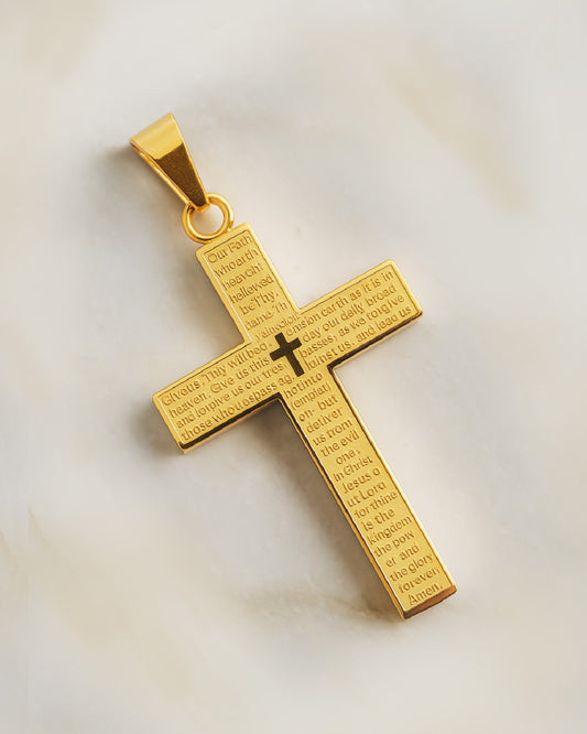 Dije Cruz con Letras en Oro Laminado 18K