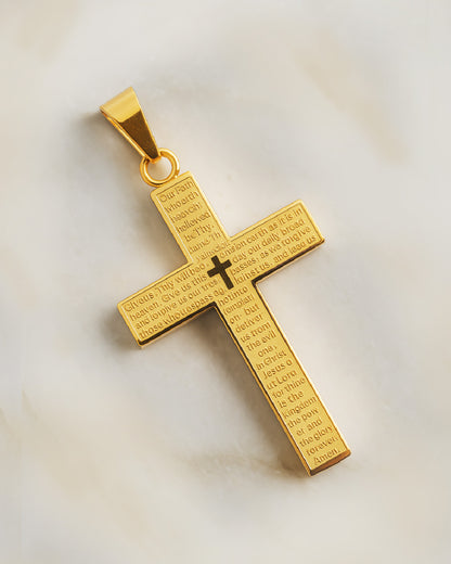 Dije Cruz con Letras en Oro Laminado 18K