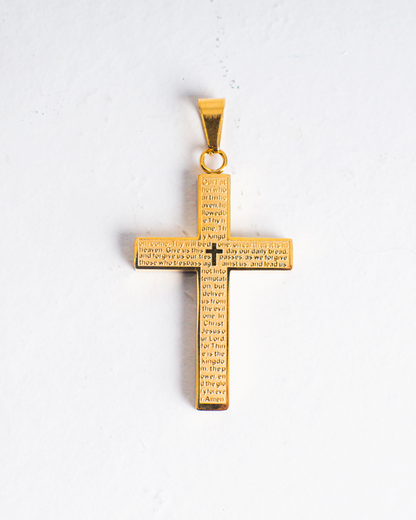Dije Cruz con Letras en Oro Laminado 18K
