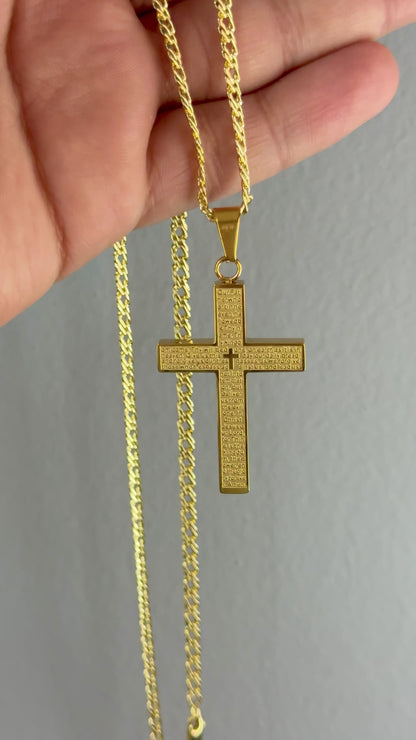 Dije Cruz con Letras en Oro Laminado 18K